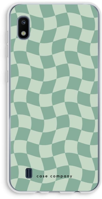 Case Company® - Hoesje geschikt voor Samsung Galaxy A10 hoesje - Grid Groen - Soft Cover Telefoonhoesje - Bescherming aan alle Kanten en Schermrand