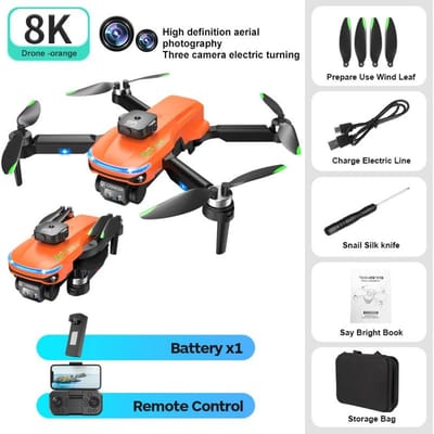 Nieuwe S118 borstelloze mini drone HD ESC drie camera motor optische stroming zweven obstakel vermijden windbestendig quadcopter speelgoed cadeau 1 battery oranje