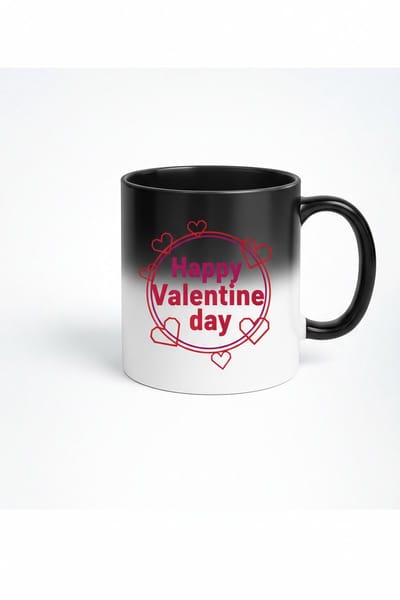 Magische Valentijnsdag Mok met 'Happy Valentine day' en Hartjes Design - Warmtegevoelig