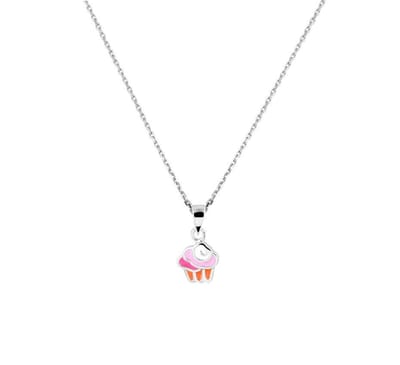 YO&NO -  Ketting - Zilver - Anker -  Cupcake - 1,1 mm -  36 + 4 cm - Kinderen - Gerhodineerd - Zilver 925