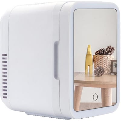Draagbare Auto Koelkast Regrigerator 4L Kleine Huishoudelijke Stille Koeler Warmer 12 V/110 V met Spiegel & LED white