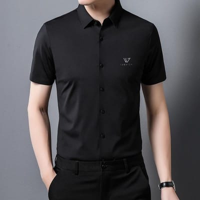 Naadloos Heren T-shirt met Korte Mouwen Zomer Dun Kleding voor Jonge en Middelbare Mannen Niet Strijken Business Casual Stretch Shirt 4XL