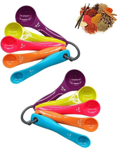 NTHProducts - Measuring spoon set - 5 gekleurde maatlepels - Duurzaam en lichtgewicht - Perfect voor vloeistoffen - Handig in de keuken - Makkelijk sch...