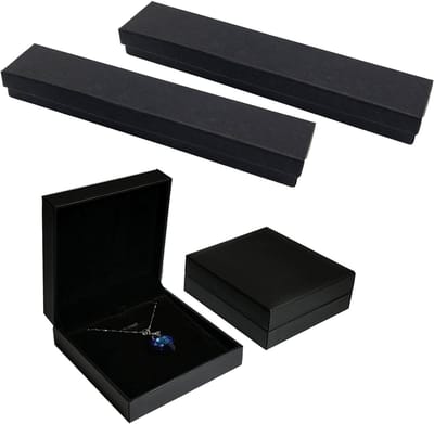 Dailygoods- Sieradenbox - 4 Stuks - Lange Kettingdoos - Vierkante Juwelenbox - Duurzaam Papier - Lichtgewicht en Handig voor Reizen - Juwelendoos