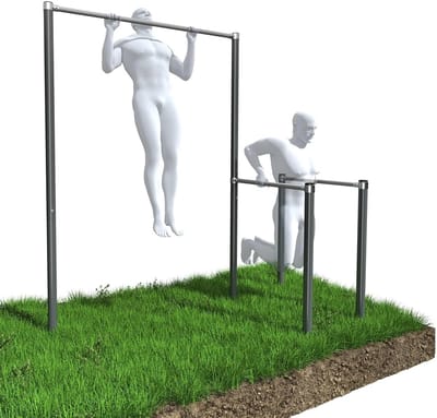 Krachtstation Buiten - Outdoor Training - Spieropbouw - Beton Verankering - 276 cm Hoog - Grijs