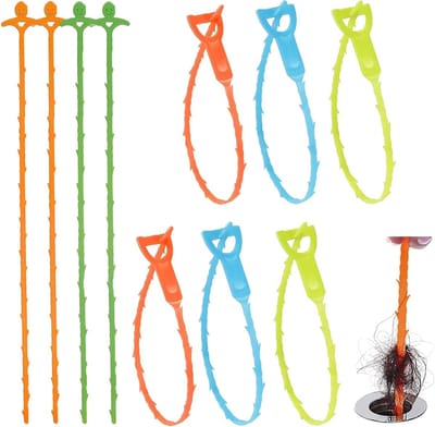 Effectieve 10-delige Afvoerontstopper Set met Haarvanger en Eenvoudige Bediening voor Keuken en Douche, Ideaal voor Verstoppingen en Onderhoud van Afvoeren