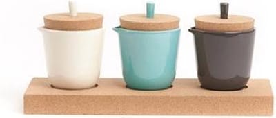 Amorim Cork Soulmate Check-In-Out Voorraadbus - Kurk/Keramiek - 30 x 2,5 x 12,5 cm - Set van 3 stuks - Multi