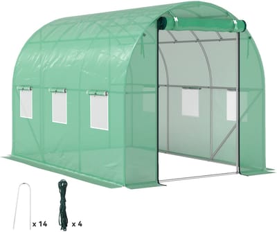 Outsunny-Kunststoff, Stahl-Grün-300L x 200B x 195H cm-Folientunnel