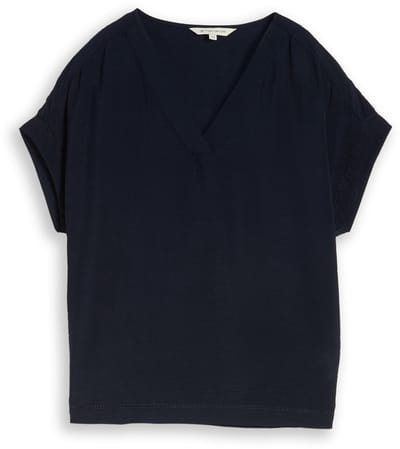 Tom Tailor - Losvallende blouse met V-hals - Maat 38 - sky captain blue