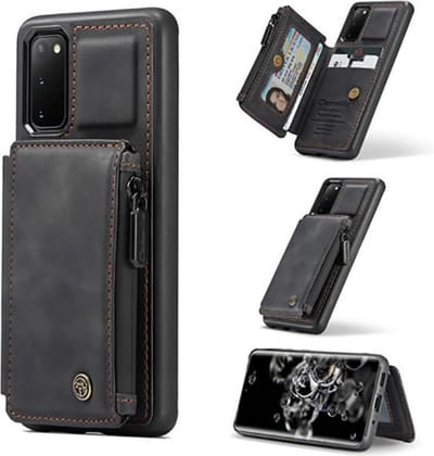 Casemania Hoesje Geschikt voor Samsung Galaxy A72 - Charcoal Gray - Luxe Back Cover - RFID Wallet Case