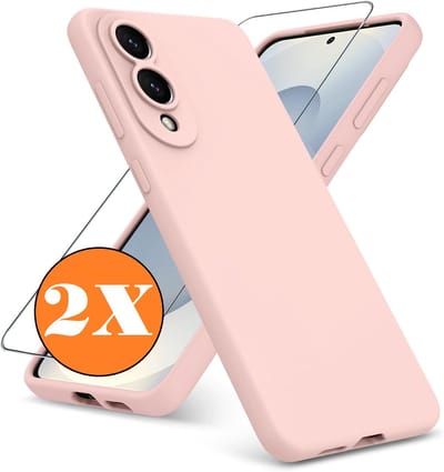 Hoesje geschikt voor Samsung Galaxy S25 Edge Hoesje siliconen Pink Sand zacht siliconen hoesje TPU - met Samsung S25 Edge Screenprotector - 2 stuks