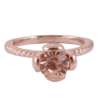 Behave - Ring - Rosé Goudkleurige Ring met Rosé Bruine Steen | Elegant & Tijdloos | Nikkelvrij
