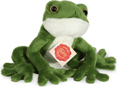 Hermann Teddy Knuffeldier Kikker - zachte pluche stof - premium knuffels - groen - 15 cm - kikkers