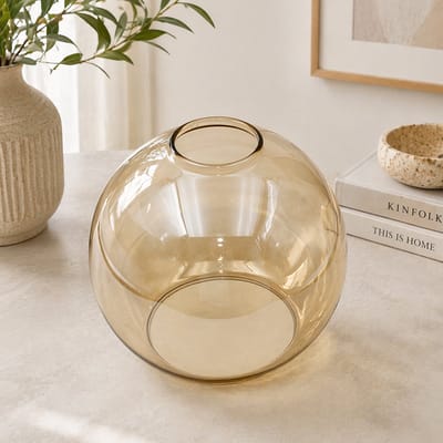 MIKEMADE Glazen Lampenkap/ bol 15 cm – Hand geblazen – Amber