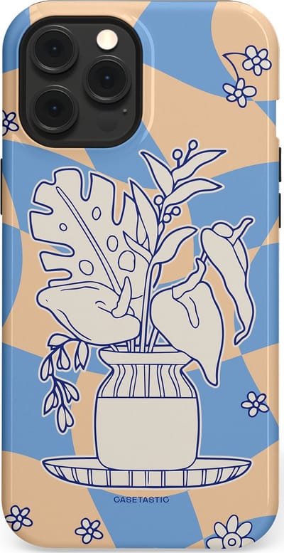 Casetastic Hoesje Geschikt voor Apple iPhone 12 Pro Max Magsafe - Stijlvolle Beschermende Duo-layer Case - Bosje vol blauw