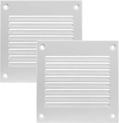 2x Vierkante Metalen Ventilatieafdekking 100x100mm met Ongediertebescherming