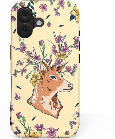 Casetastic hoesje geschikt voor Apple iPhone 16 - MagSafe - Dubbellaagse bescherming - Woudwonder - Fashion Case - Crème Saliegroen