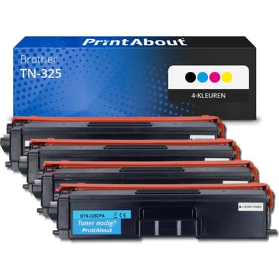 PrintAbout huismerk Toner TN-325 4-kleuren Multipack Hoge capaciteit Geschikt voor Brother