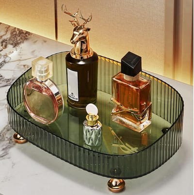 Make-up Organizer voor Parfum en Cosmetica, Decoratieve Badkamer Tray en Dressoir Organizer in Groen