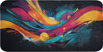 WC mat 120x60 cm - Antislip - Banen - Golven - Kleurrijk - Abstract - Toiletmat - Vloermat - Douchemat - Toilet tapijt - Toiletmatten