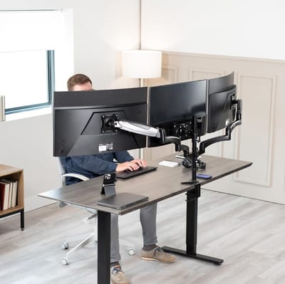 SVN®Monitorarm 3 schermen - Muurbeugel - Klemdoorvoertule - Zwart - 46cm x 32cm x 20cm