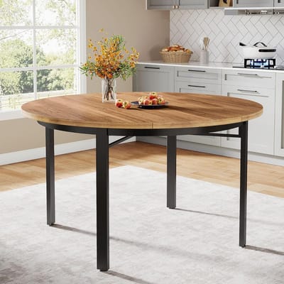 Ronde eettafel voor 4-6 personen, 118,5 cm - Moderne keukentafel met solide poten