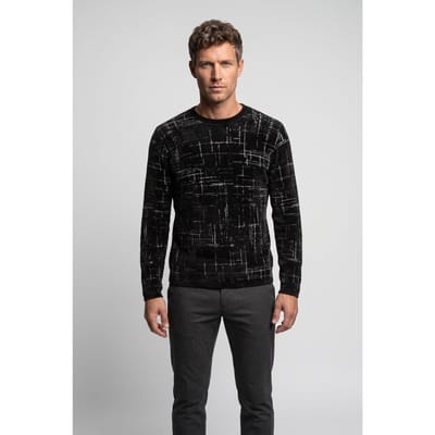 John Varvatos Cadman Ls Crew With Broke Black Maat: XS | Longsleeves Outlet | Heren | Zwart