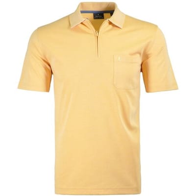 Ragman Uni Easy Care Zipper Poloshirt Pima Cotton Mix Geel / male