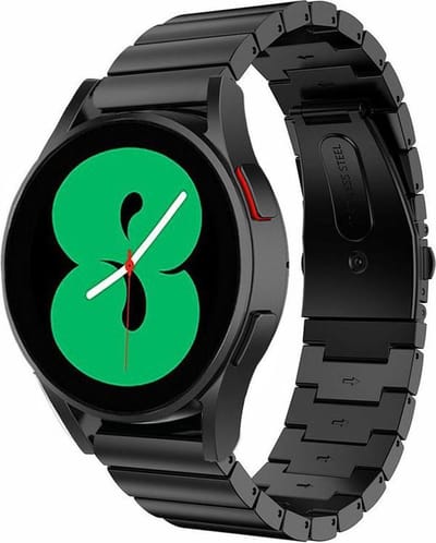 Strap-it Luxe metalen RVS bandje - geschikt voor Samsung Galaxy Watch 7 (40 & 44mm) / Galaxy Watch 6 40 & 44mm / Watch 6 Classic 43mm & 47mm / Galaxy Watch 5 40 & 44mm / Watch 5 Pro / Galaxy Watch 4 40 & 44mm / Watch 4 Classic / Watch FE - zwart