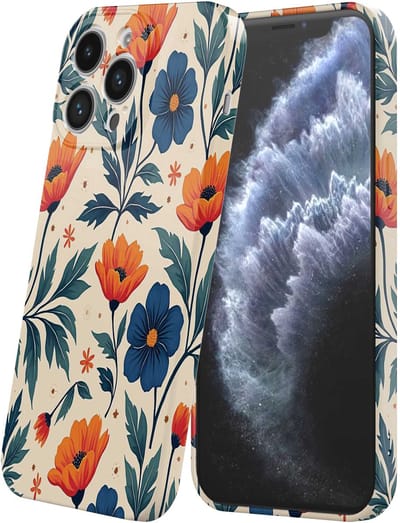 Smartphonica Telefoonhoesje Geschikt voor iPhone 11 Pro met Oranje Blauwe Bloemen Opdruk - Flexibel Softcase TPU - Backcover Case Orange Blue Flowers Design geschikt voor iPhone 11 Pro