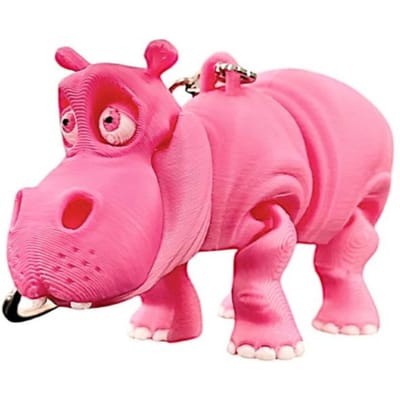 Porte-clés Hippopotame Rose PLA Animal Multi-articulé Artisanat Animaux Imprimés en 3D Figurine Ornements Couleur Unie pink