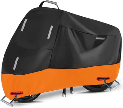 Waterdichte Motorhoes voor Buitenopslag - 300D Oxford, Zware Kwaliteit, Reflecterende Strips, Beveiligingsgaten en Winddichte Gespen (M: 200 x 90 x 100cm)
