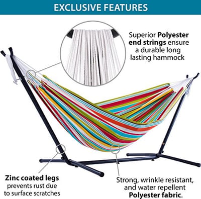 Polyester Tweepersoons Hangmat met Standaard - Duurzaam en Kleurvol