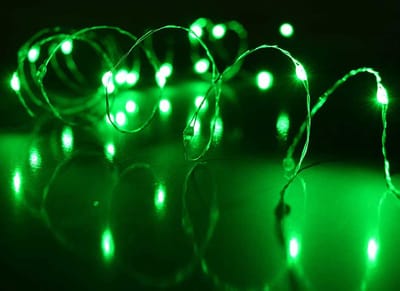 KIMU® 2x Led Lampjes Snoer - Groen 2 meter Lichtsnoer - Verlichting Kleding Lichtjes Haar Hoed Ledlampjes Fiets Streng Fietsverlichting CR2032 Festival