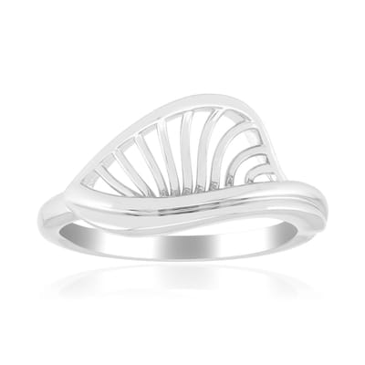Cavill - Zilveren Ring Dames - 925 Sterling Zilver Verguld - Modern Golfdesign met Filigraan Details - Lichtgewicht Asymmetrische Sieraden 20x19 mm