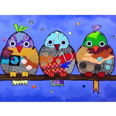 Borduurpakket DIY diamant borduurwerk Cartoon vogels volledige ronde Diamond schilderij mozaïek Home Decor 20X30CM blue