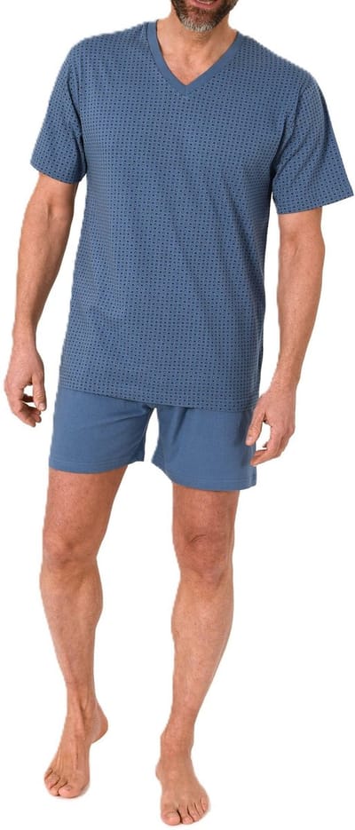 Normann herenpyjama met korte mouwen - pyjama in een minimalistische print en V-hals
