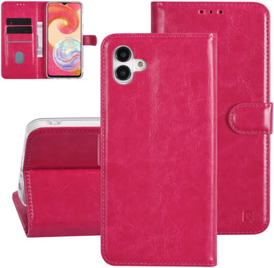 UNIQ Accessory Galaxy A04e Book Case hoesje - Pasjeshouder voor 3 pasjes - Magneetsluiting - Hanger - Felroze