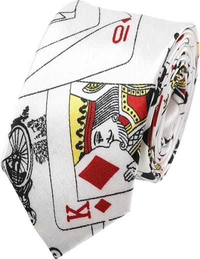 Fako Fashion - Skinny Stropdas - Smal - 5cm - Print - 145cm - Speelkaarten - Kaartspel