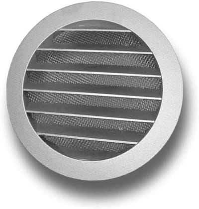 Ventilatierooster met Flens - Afvoerluchtrooster Buitenmuur - Luchtcirculatie Buiten - Insectenbescherming Systeem - Ø 100 mm - Zilver