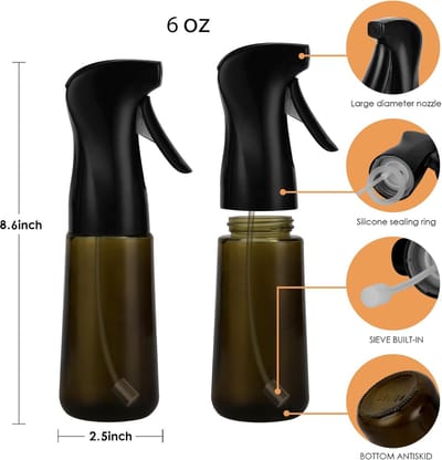 Famanu - 180ml/6oz Glazen Olijfolie Spuitfles voor Koken, Olie Mister Spray Dispenser Flessen met Portiecontrole voor Keuken (Groene Fles, Lichte Blokking)