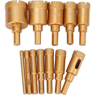 12-delige M10 Diamantboor Set 6 8 10 12 14 16 18 20 22 25 30 35MM 40 Grit Droog Nat Diamant Gat