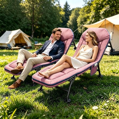 Veldbed Inklapbaar - Campingbed Logeerbed - Ontspannen Buiten - 6-voudig Verstelbaar - 190 x 67 cm - Roze