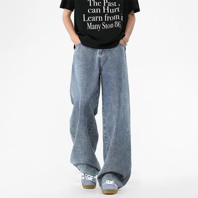 Retro Jeans Lente Nieuwe Stijl Heren Losse Rechte Wijde Pijpen Veelzijdige Casual Broek 3XL gray