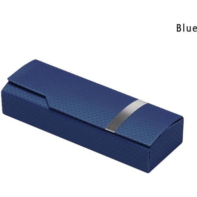 Mode Brillenkoker Draagbare Imitatie Houtnerf Zonnebrillendoos Voor Brillen Voor Vrouwen Harde Vierkante Vouwdoos Mannen Handgemaakt blauw
