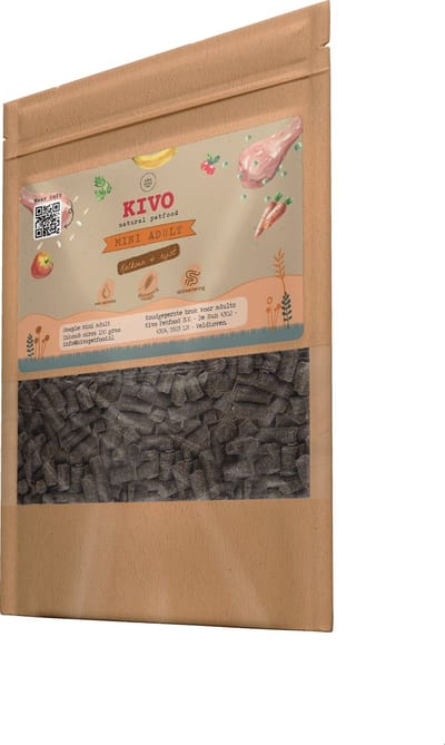 Kivo Petfood - PROEFZAKJE Hondenbrokken MINI ADULT Kalkoen & Rijst 300 gram - Koudgeperst - Glutenvrij