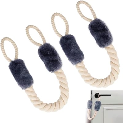 Katoenen Deurklemmen voor Bescherming van Deuren, Huisdieren en Kinderen - 2 Stuks, 58 cm (Blauw)