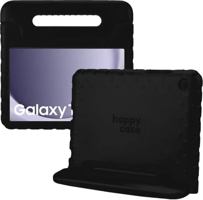 HappyCase Kinder Tablethoes Geschikt voor Samsung Galaxy Tab A11 Plus / Tab A9 Plus | Kindvriendelijke Hoes | Beschemhoes | Kinderhoes | met Handvat en Standaard | Zwart