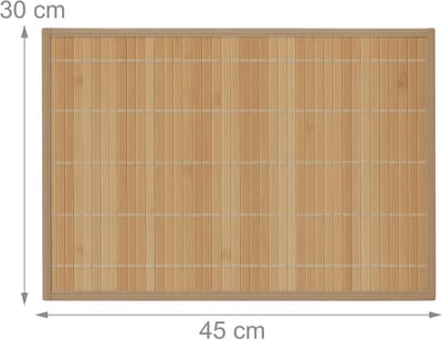Candala placemat set van 6 stuks, bamboe, antislip onderkant, afwasbaar, BxD 30 x 45 cm, houten onderleggers, natuur