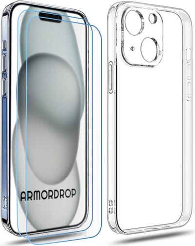 ArmorDrop Transparant Hoesje Inclusief 2x Screenprotector Geschikt Voor iPhone 15